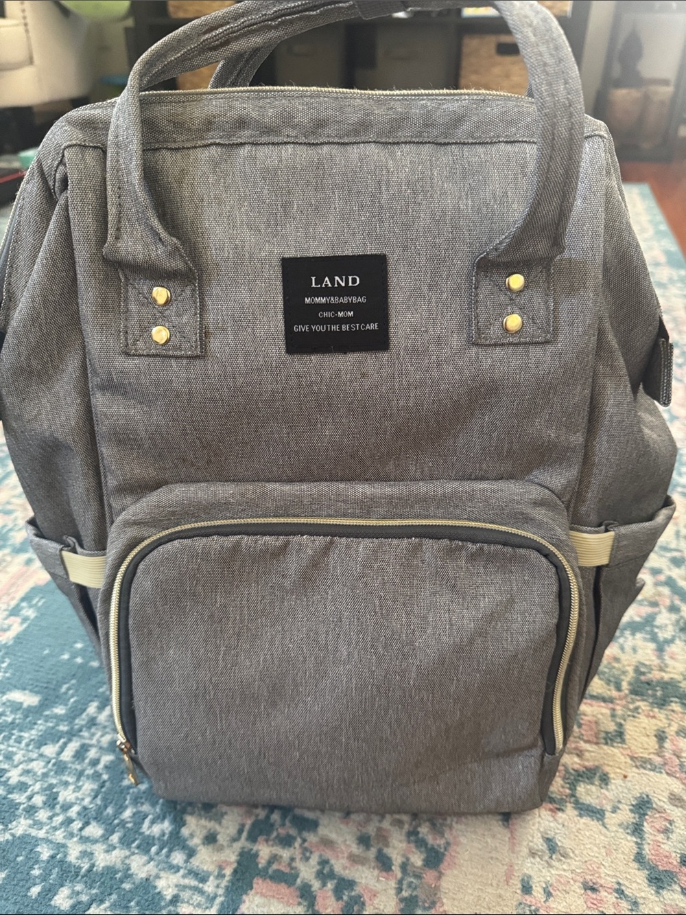 LAND Gray Baby Backpack Tote Bag